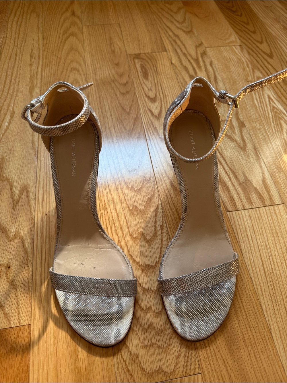 Stuart Weitzman Silver Metallic Nudist sandals